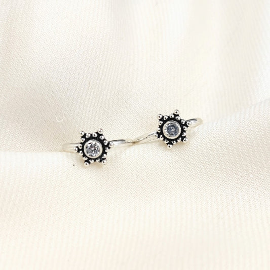 Silver Toe rings by Jauhri -STAR LIT WHITE TOE RING - 2 PC