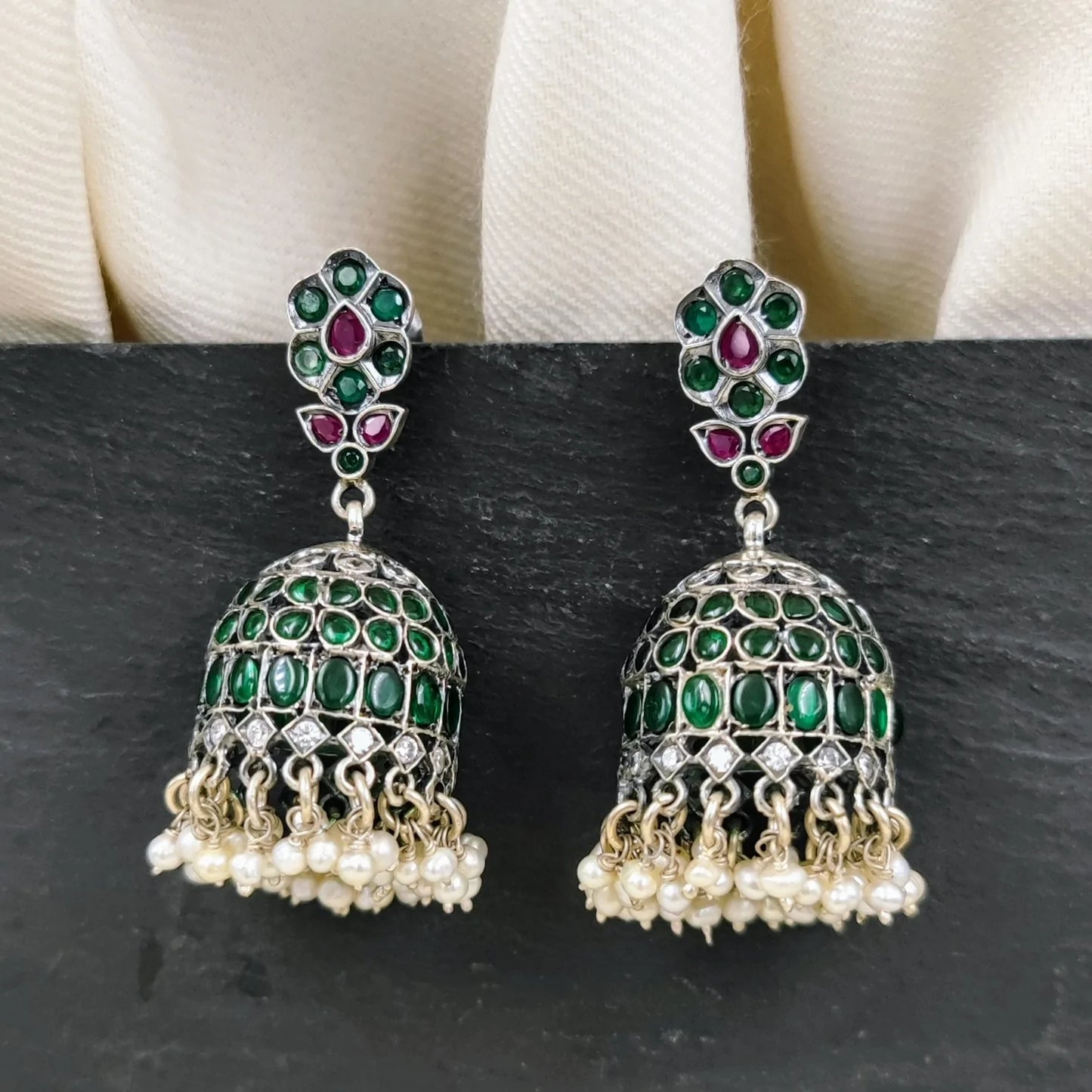 Silver Jewelry Earrings by Jauhri 92.5 Silver - Jhankar Jhumka