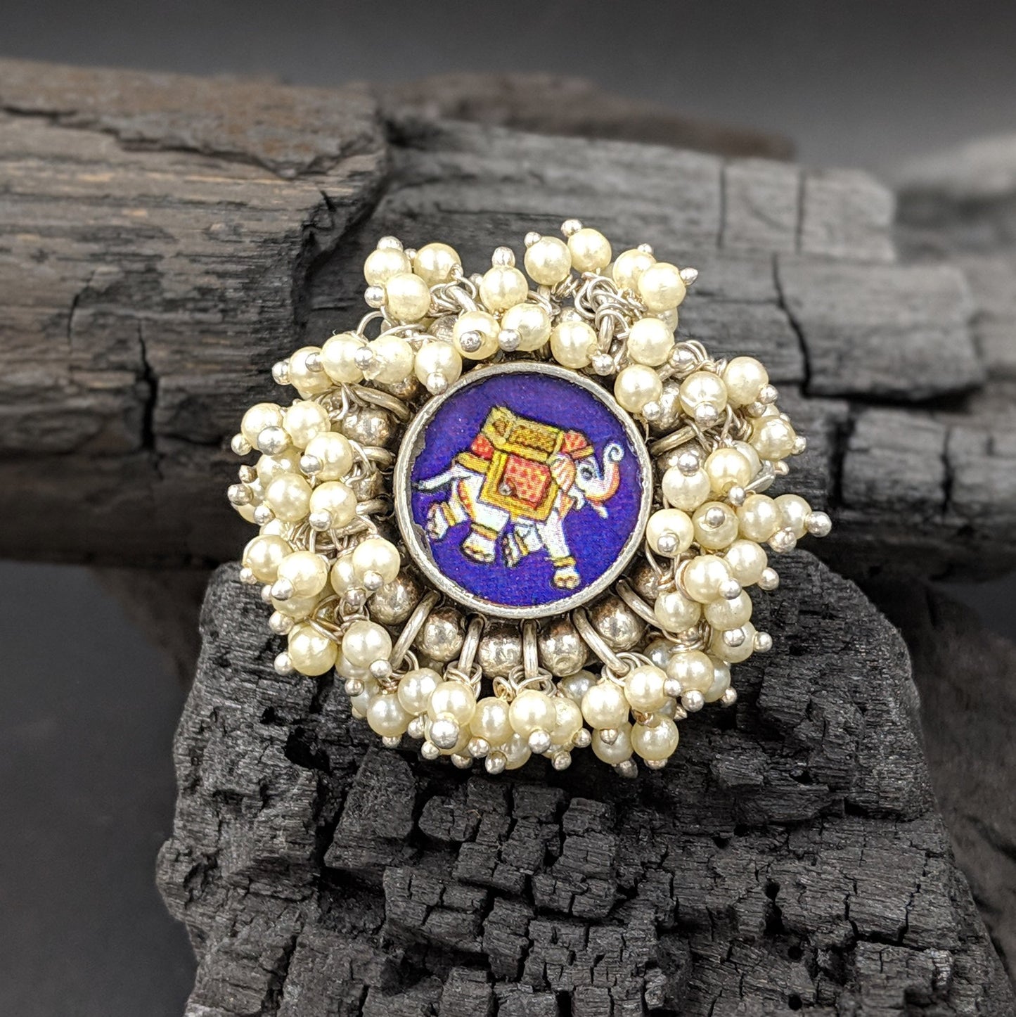 Handpainted Gajj Ring - Blue