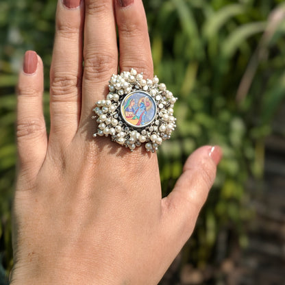 Handpainted Radhakrishna Ring