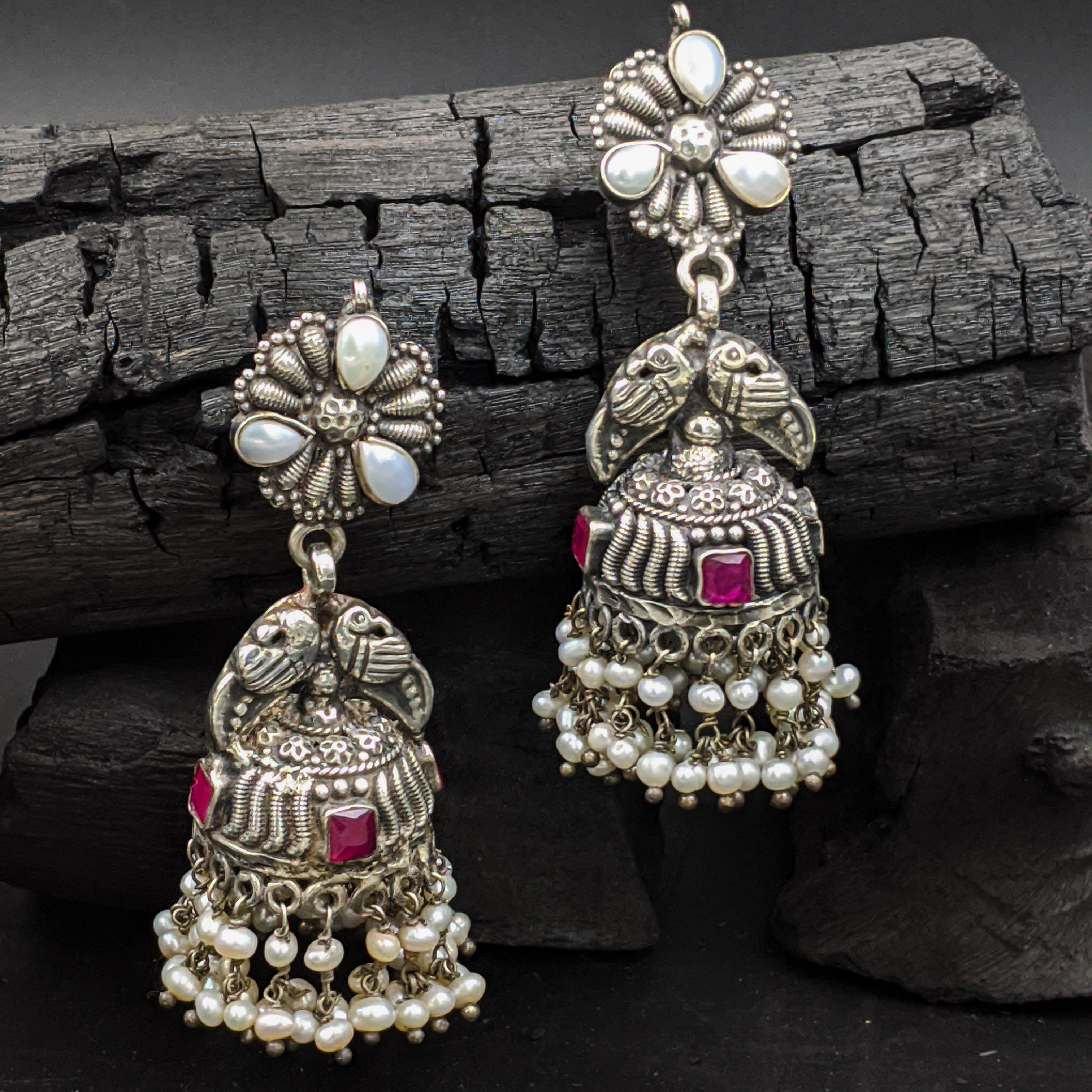 Buy Online Antique Silver Jhumka Earrings at low prices - Order Now!