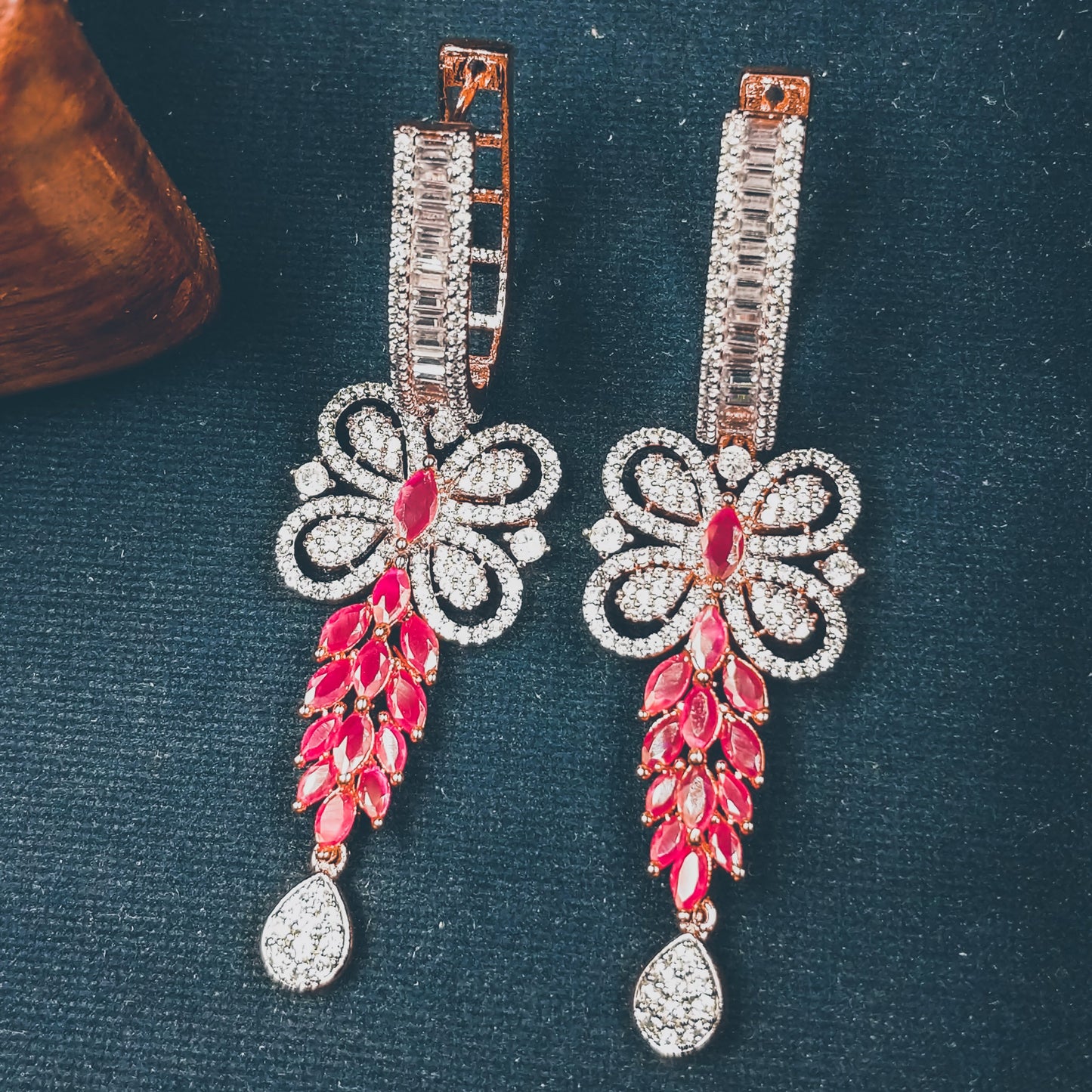 HANDCRAFTED LUXURY FASHION JEWELLERY BY JAUHRI EARRINGS-OLIVIA PINK