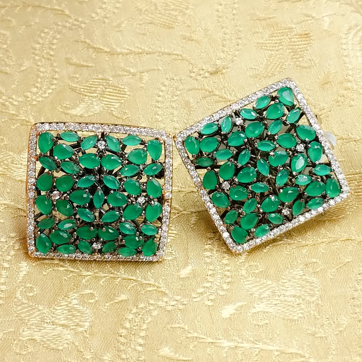 HANDCRAFTED LUXURY FASHION JEWELLERY BY JAUHRI EARRINGS-GREEN CENTAUR