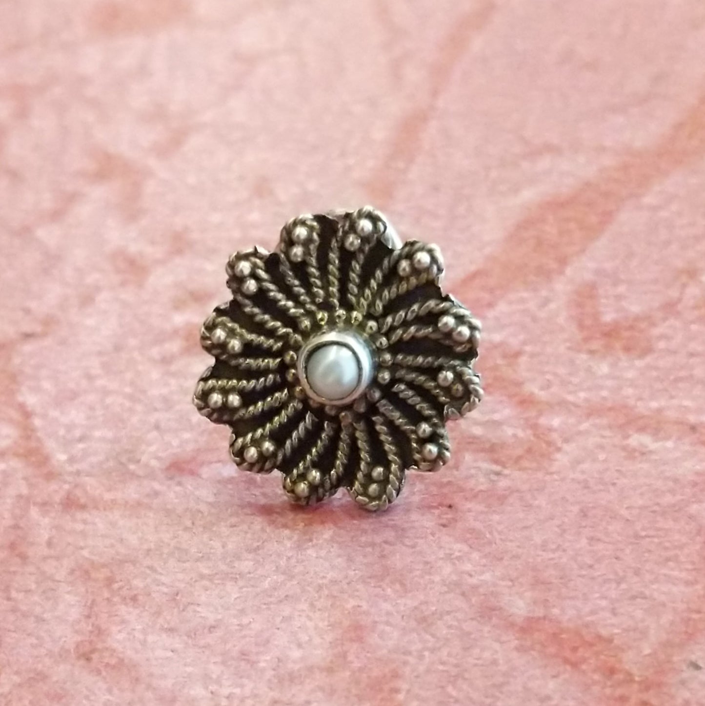 Bloom Fower Nose Pin - Pearl