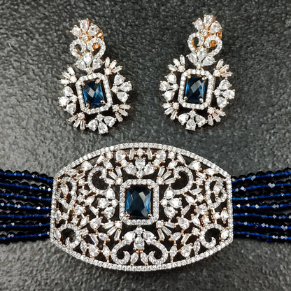 HANDCRAFTED LUXURY FASHION JEWELLERY BY JAUHRI RINGS-BLUE RESIMA CHOKER SET