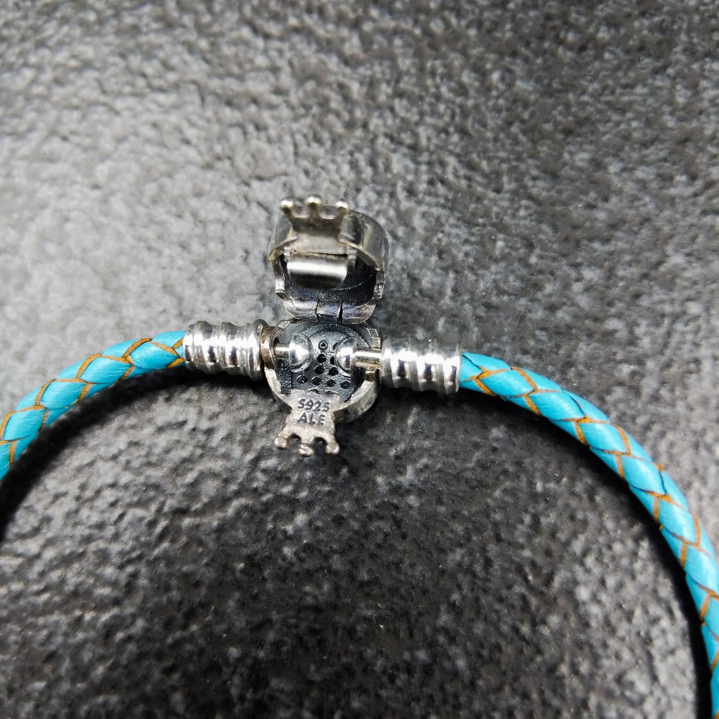 Leather Crown Bracelet - Blue