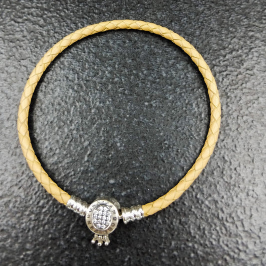 Leather Crown Bracelet - Cream