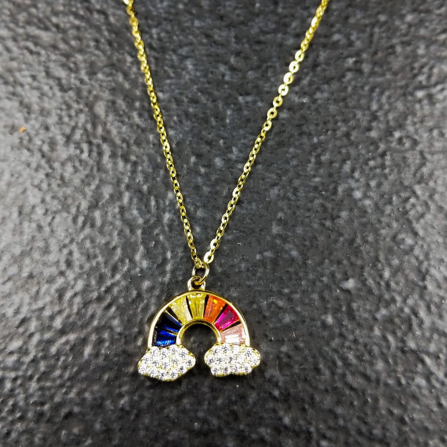 Glitter Rainbow Pendant and Chain