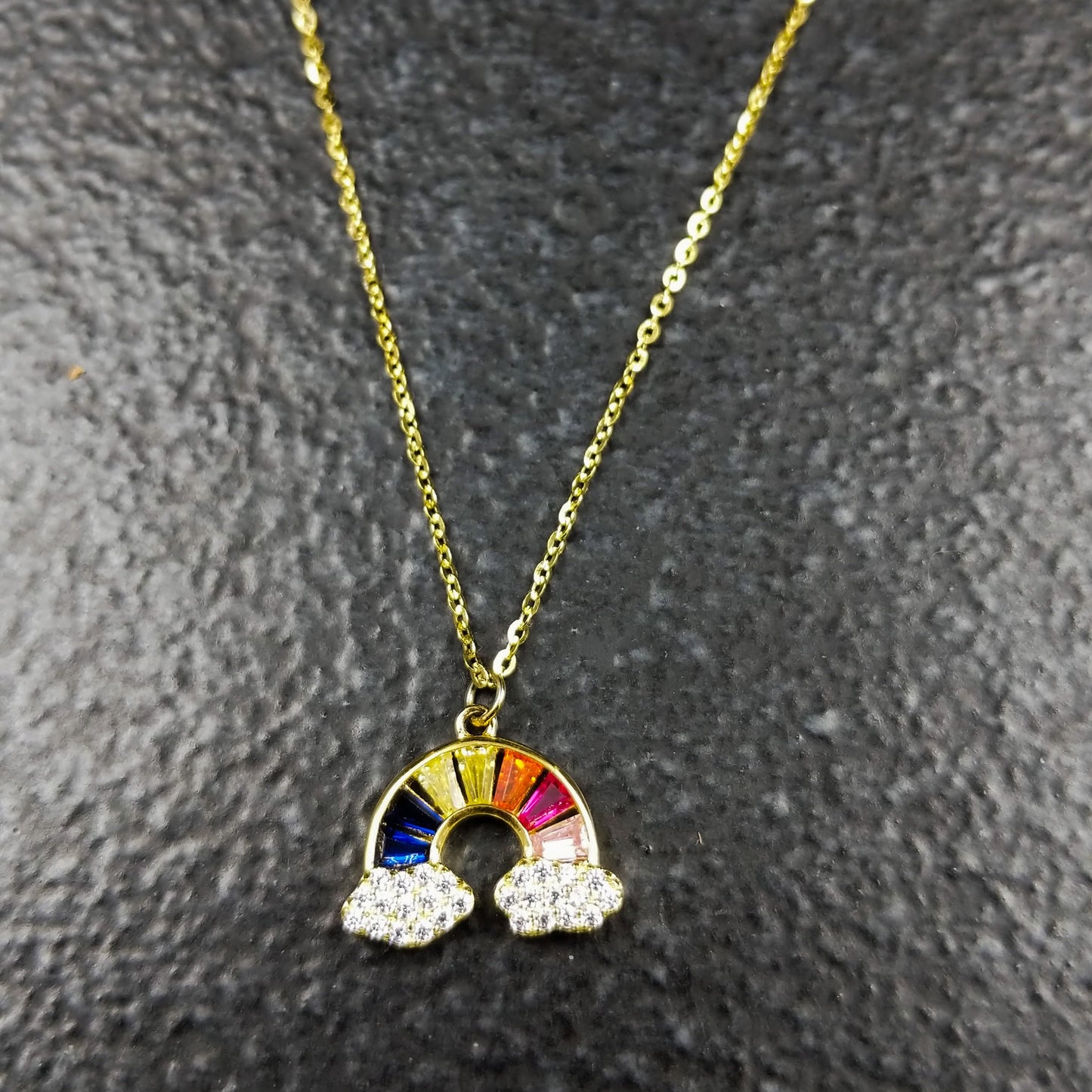 Glitter Rainbow Pendant and Chain