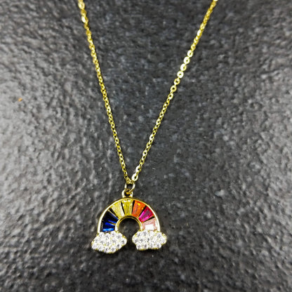Glitter Rainbow Pendant and Chain