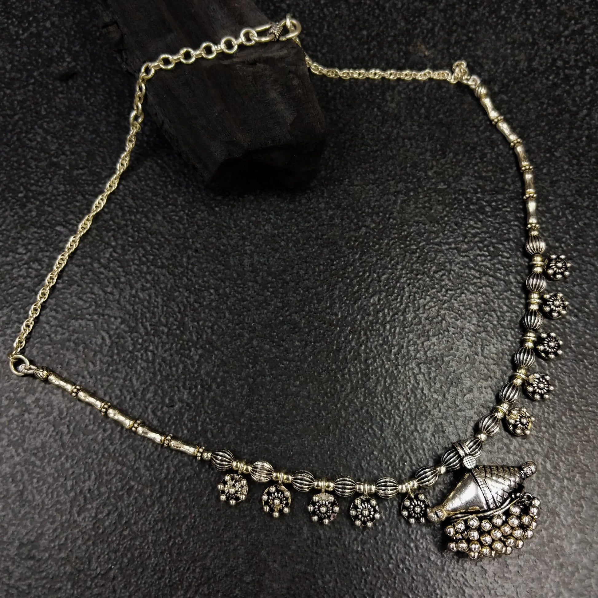 Silver Jewellery by Jauhri-Neckpiece-Damru Ghungroo Necklace