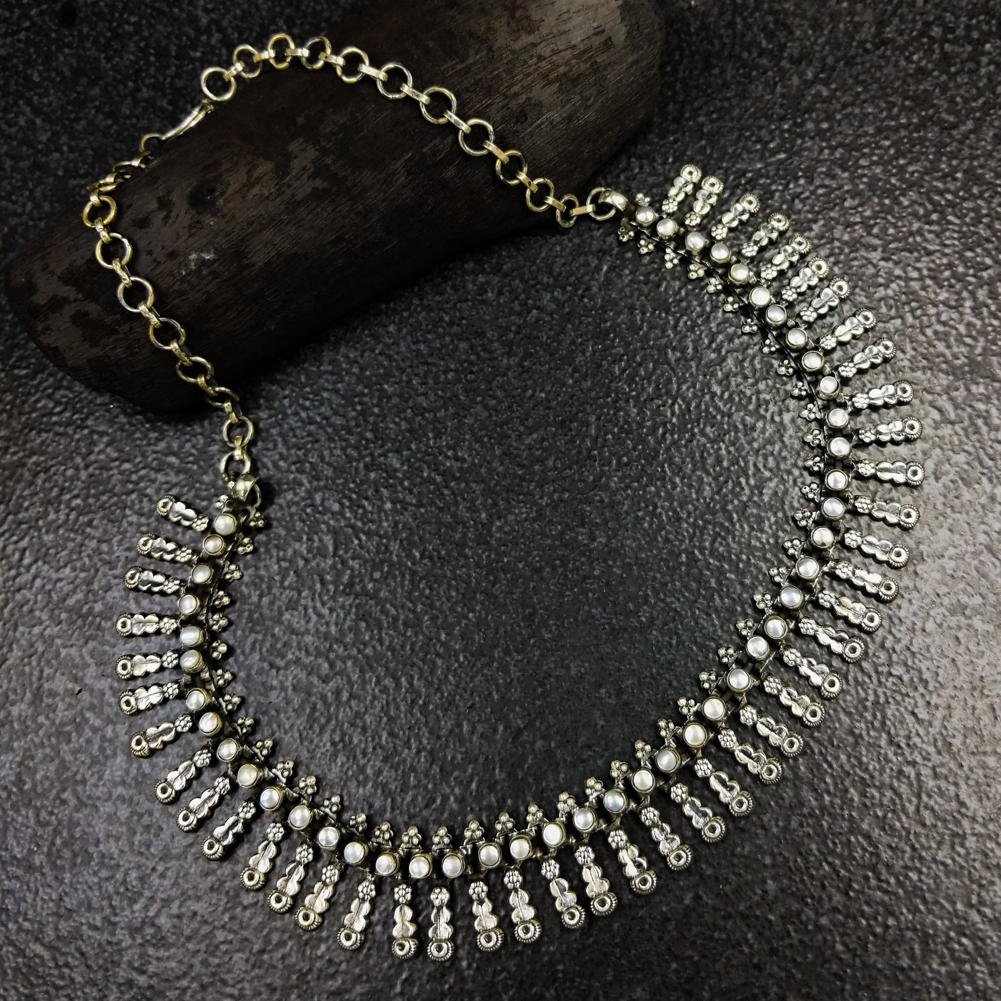 Silver Jewellery by Jauhri-Neckpiece-Moti Bati Necklace