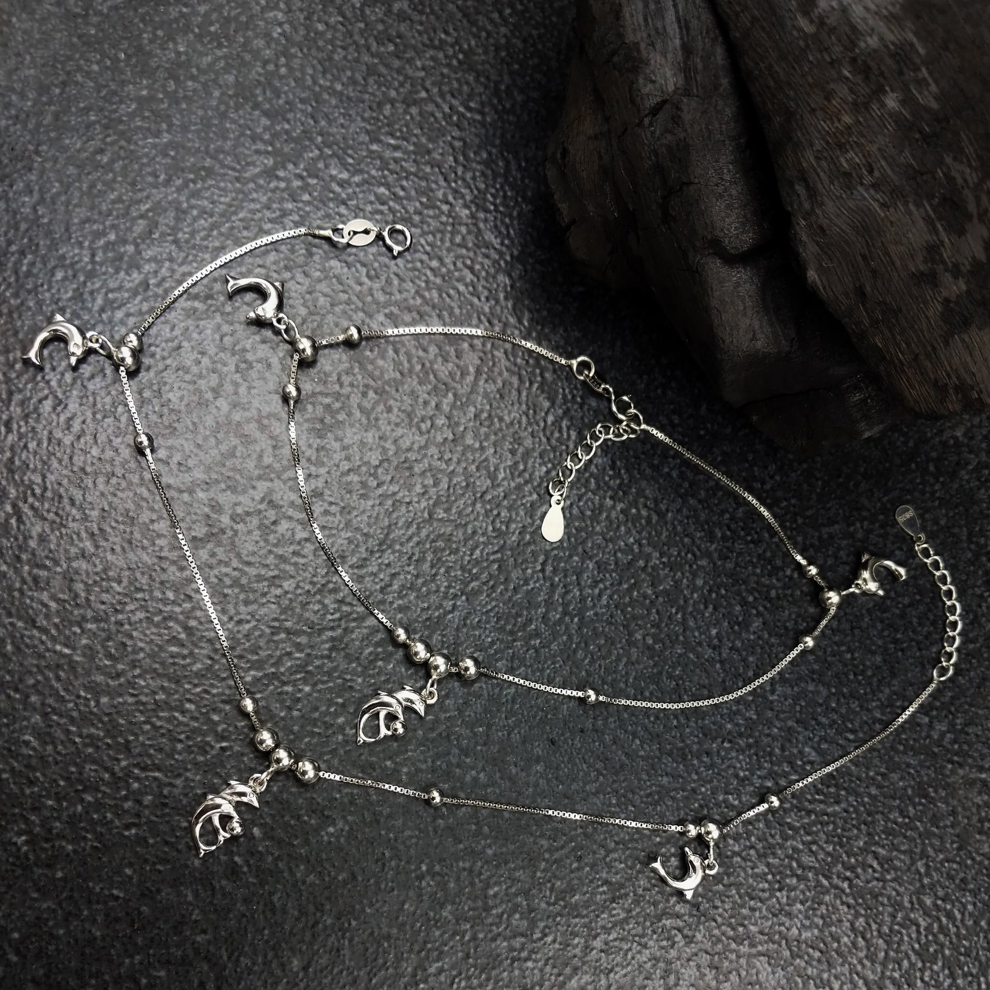 Silver Jewellery by Jauhri-Anklets-Dolphin Dive Anklets