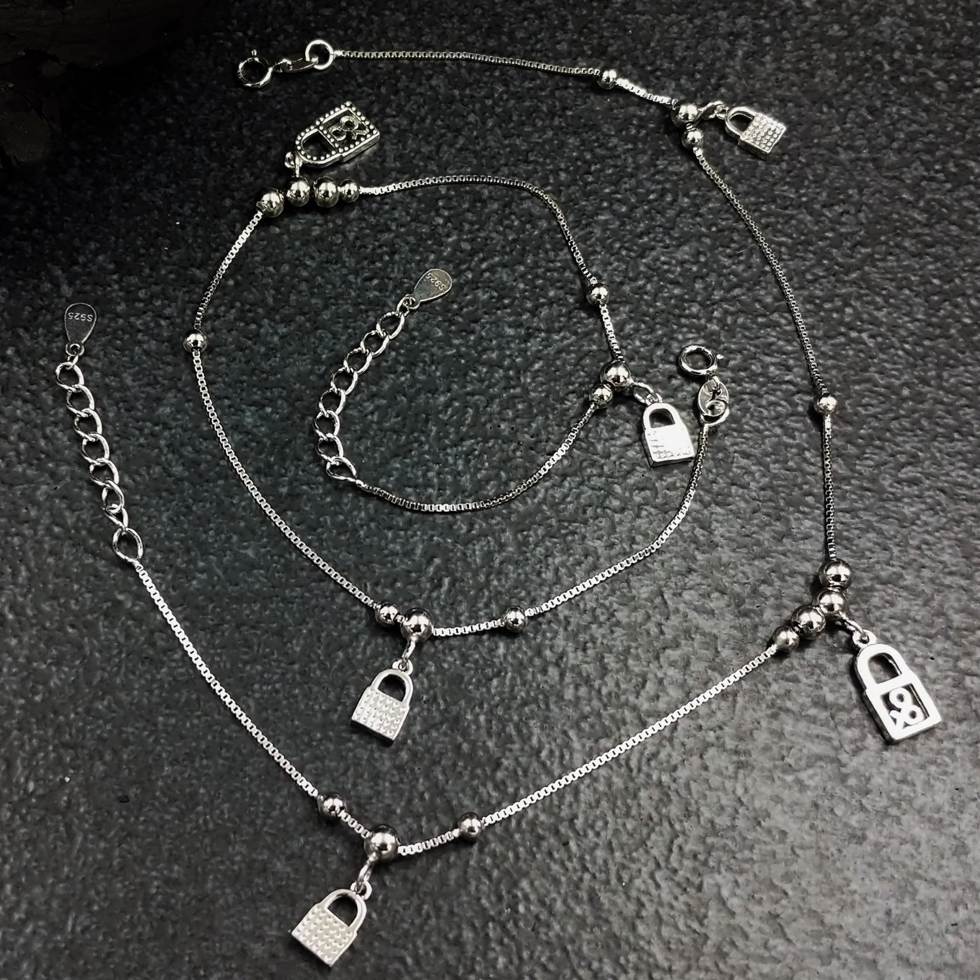Silver Jewellery by Jauhri-Anklets-Lock & Key Anklets