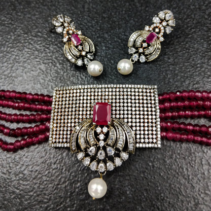 Red Recta Choker Set