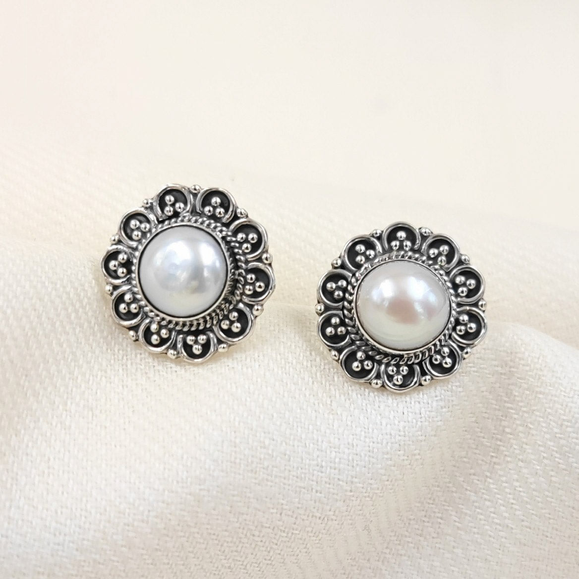 Silver Jewelry Earrings by Jauhri 92.5 Silver - Kusum Pearl Studs
