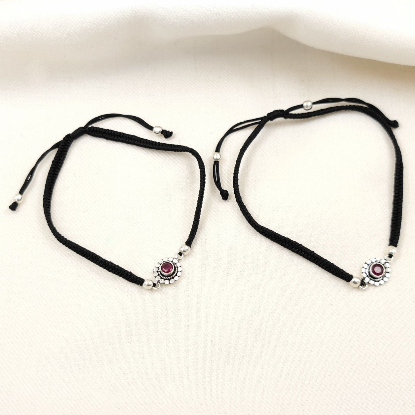 Silver Jewelry Anklets by Jauhri 92.5 Silver - Thread Anklets Gulaab Pushp