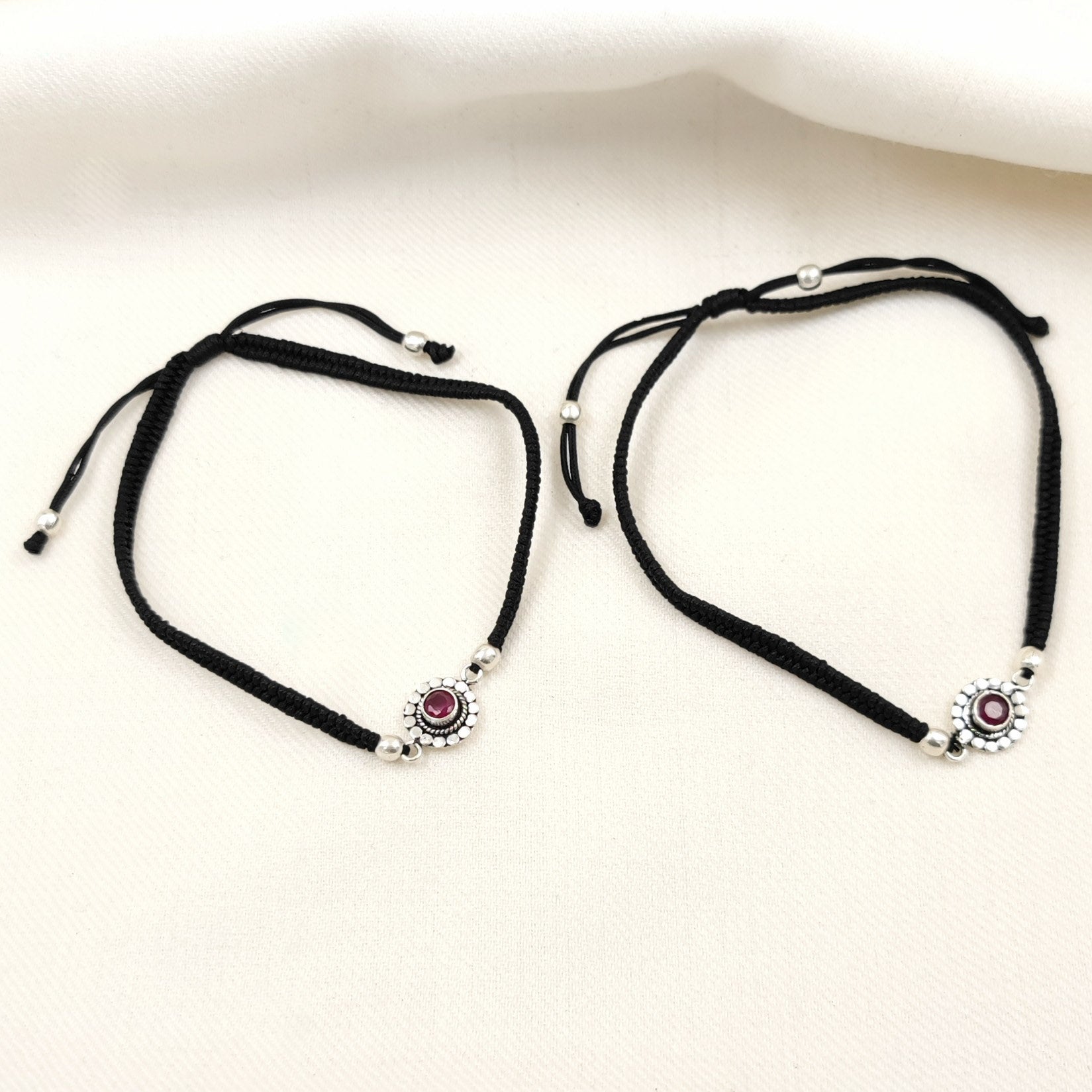 Silver Jewelry Anklets by Jauhri 92.5 Silver - Thread Anklets Gulaab Pushp