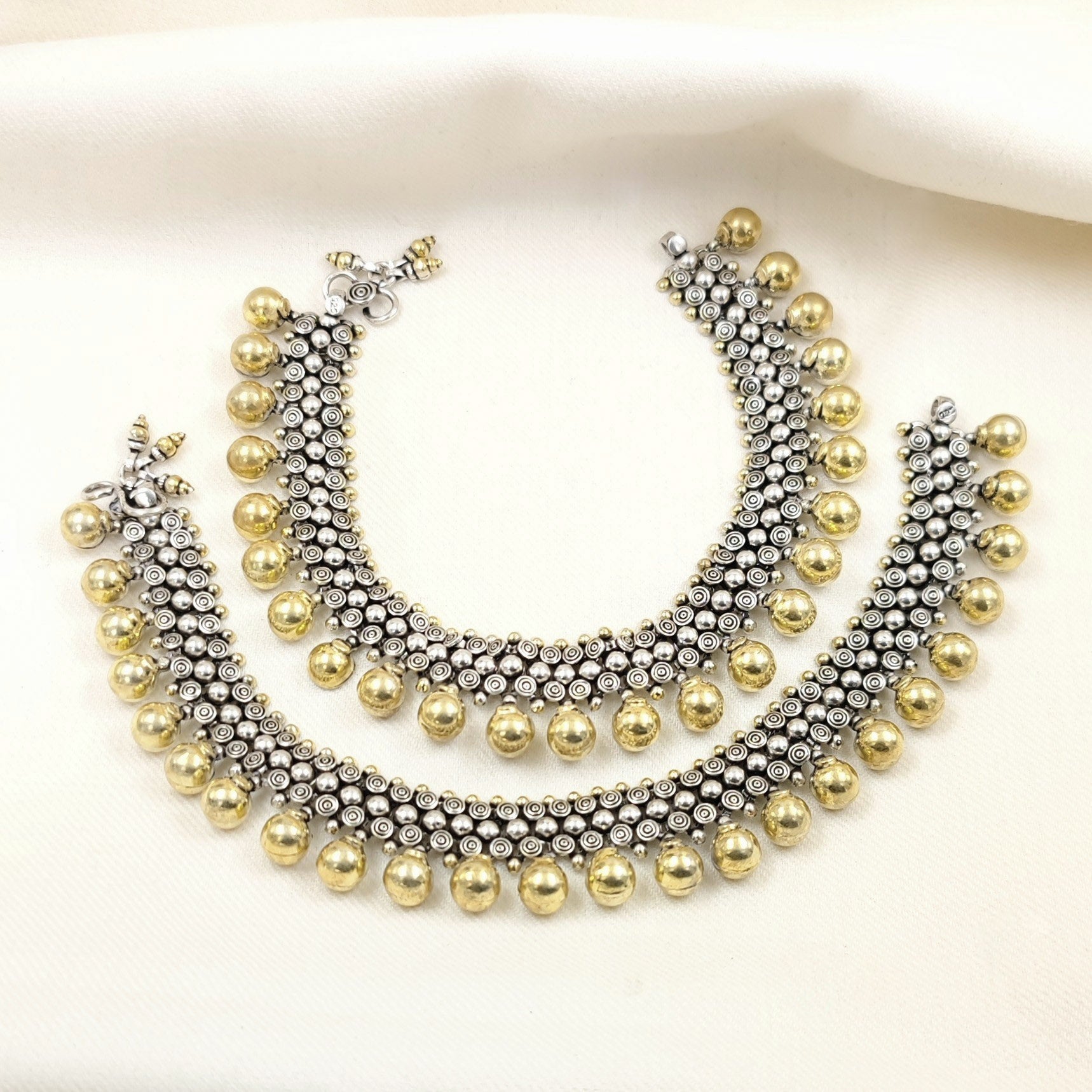 Silver Jewelry Anklets by Jauhri 92.5 Silver - Chamak Covertible Anklets/Necklace