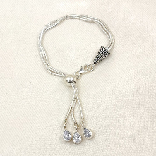 Silver Jewelry Bracelets by Jauhri 92.5 Silver - Slider White Drops Bracelet