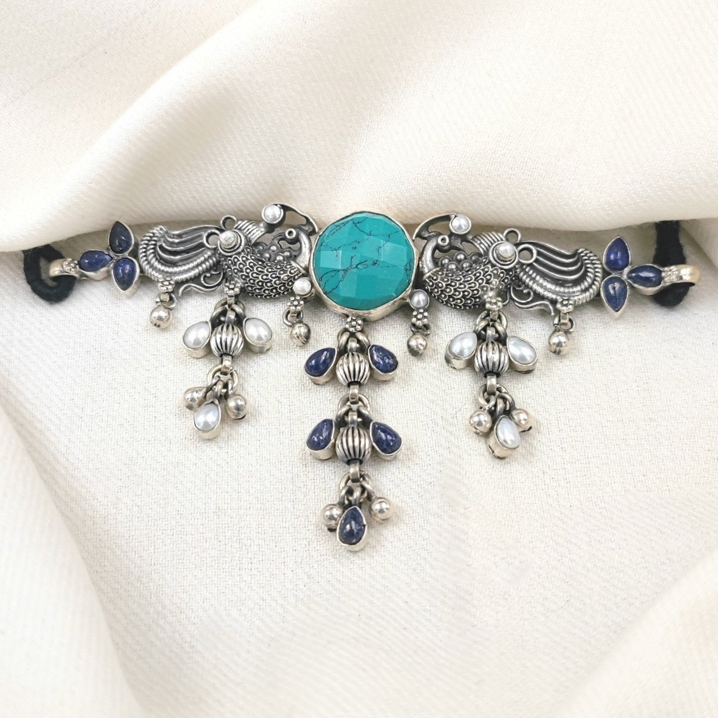 Turquoise Mayur Choker with Earrings