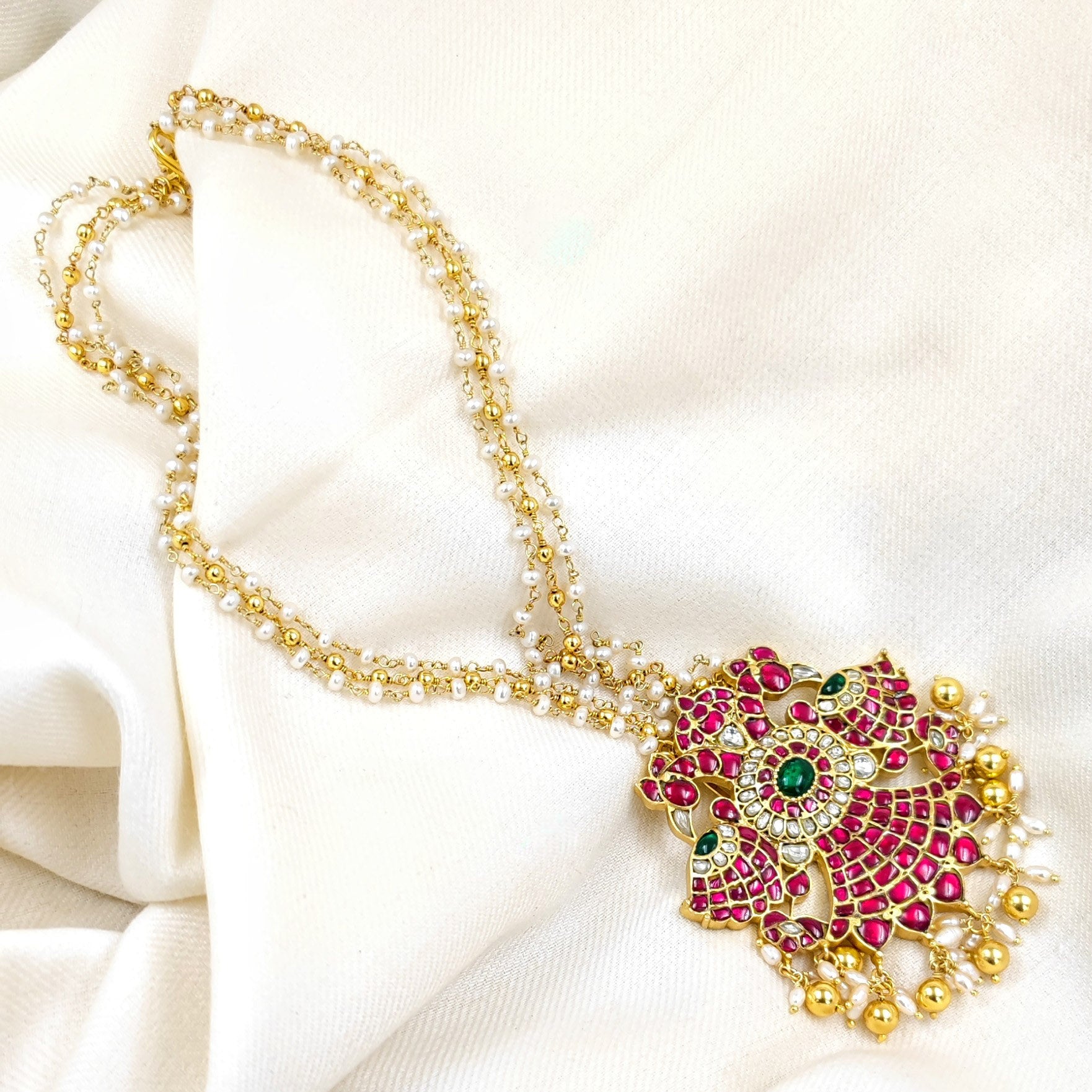 Gold Plated Silver Jewelry Necklace by Jauhri 92.5 Silver - Mayur Patri Necklace