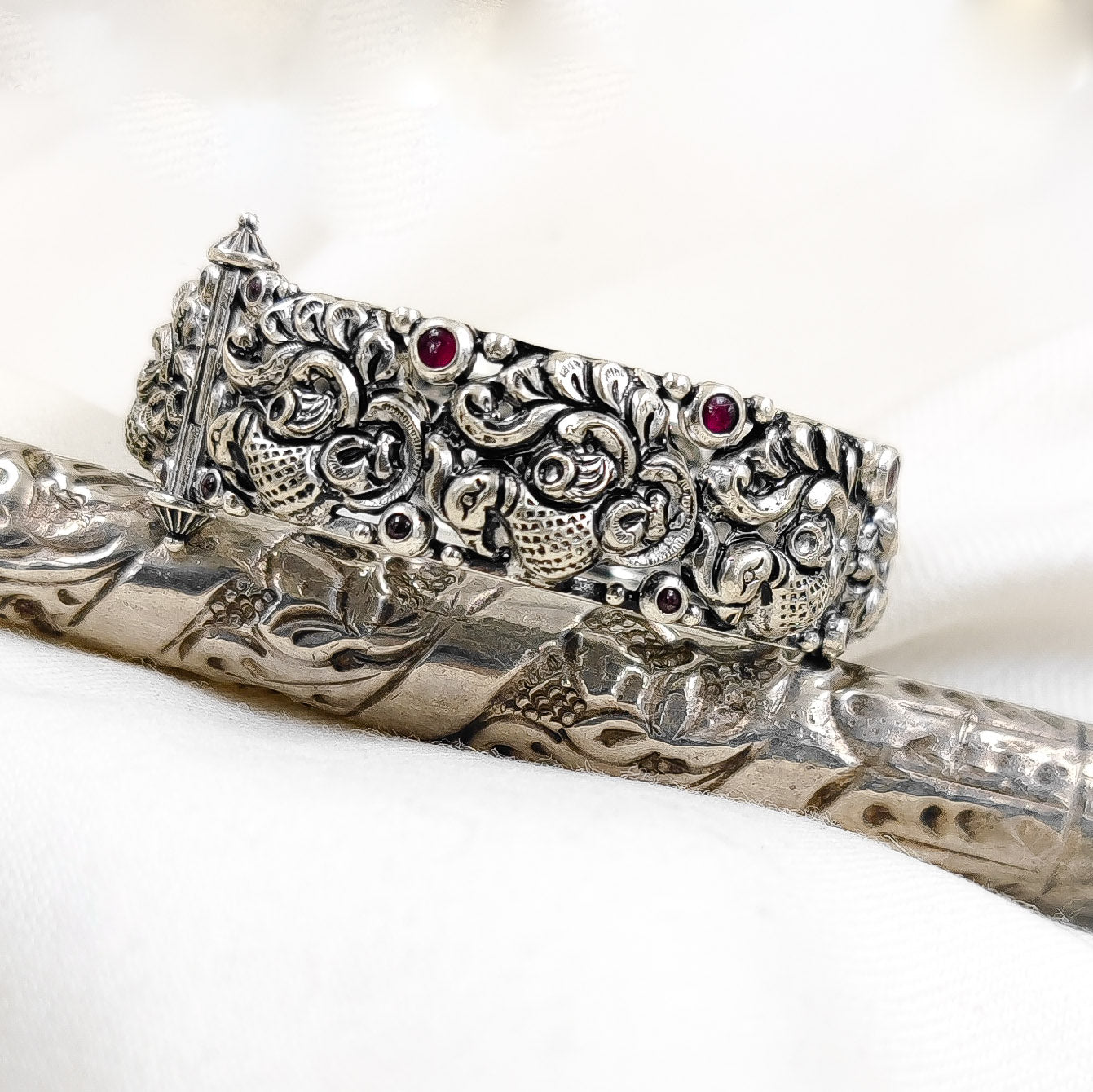 Silver Jewelry Bangle by Jauhri 92.5 Silver - Morni Kesari Kada