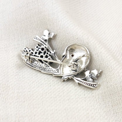Marcasite Bird on the Branch Brooch and Pendant