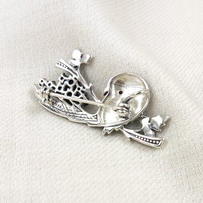 Marcasite Bird on the Branch Brooch and Pendant