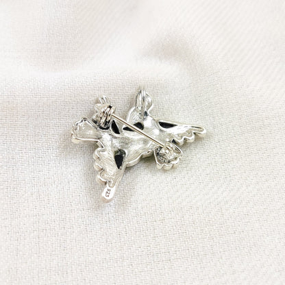 Marcasite Wings of a Feather Black Brooch and Pendant