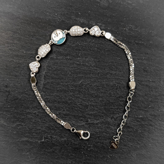 Silver Jewelry Women Bracelet by Jauhri 92.5 Silver - Enamelled Penguin Bracelet