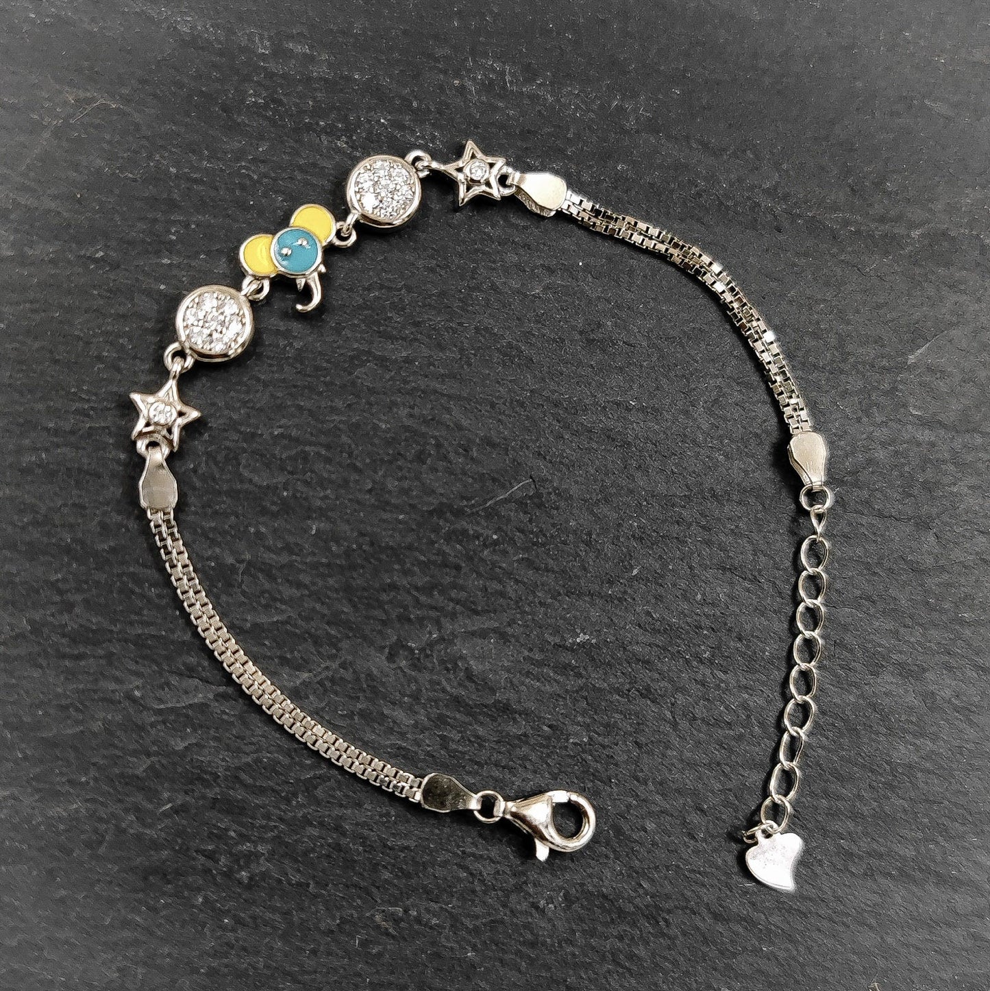 Silver Jewelry Women Bracelet by Jauhri 92.5 Silver - Enamelled Elephant Bracelet
