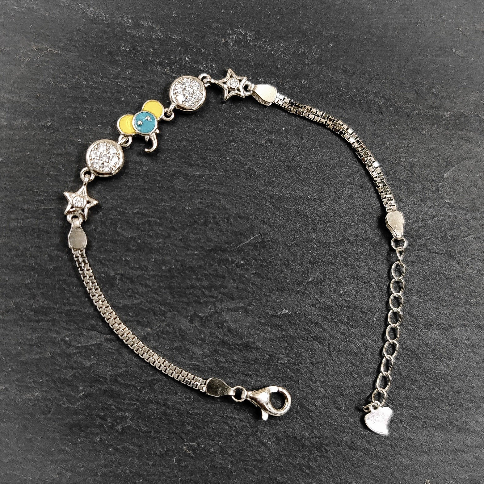 Silver Jewelry Women Bracelet by Jauhri 92.5 Silver - Enamelled Elephant Bracelet