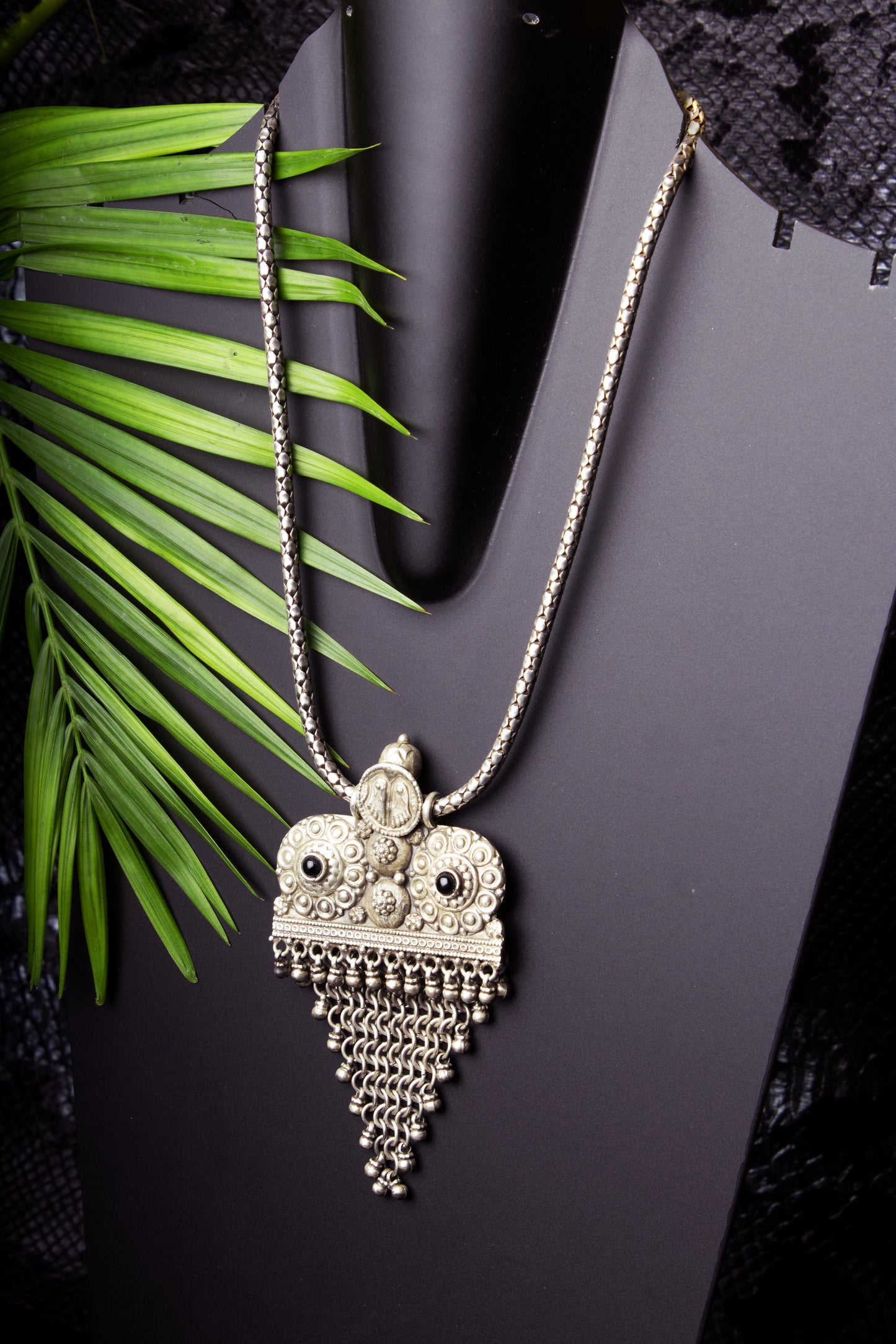 Mohar Charan Sthal - Black Pendant With Cobra Chain