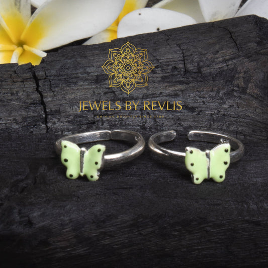 Butterfly Toe Ring - Green - 1 pc