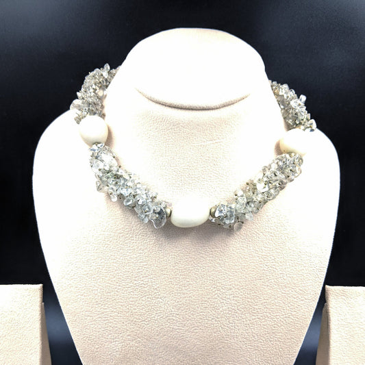 White Quartz Gemstone Beaded Necklace