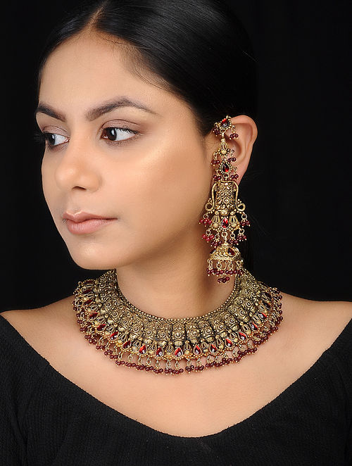 Ashwathama Maharani Set with Earrings - Gold Plated